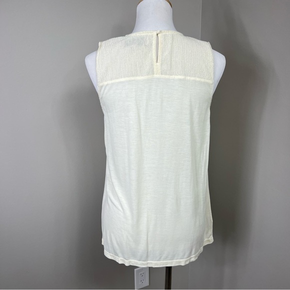 LOFT lace collar with pearls sleeveless top Sz M - Picture 3 of 6